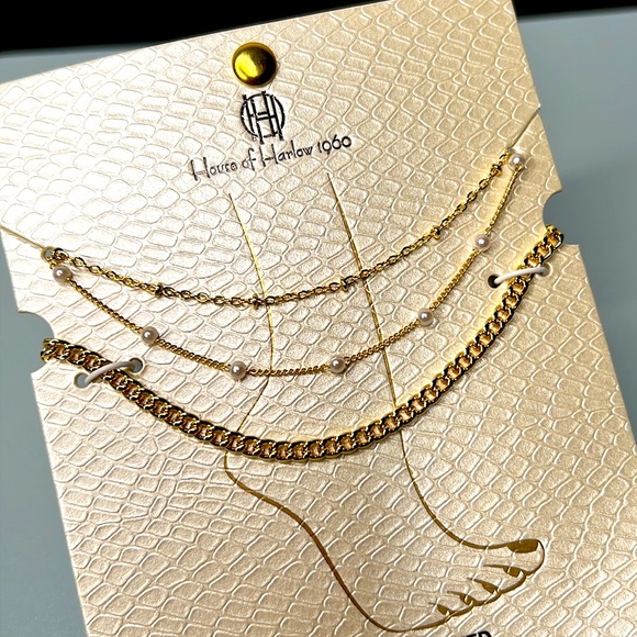 House of Harlow 1960 14kt gold plated set of Anklets (3) NWT - Picture 2 of 4